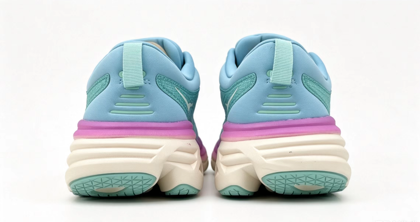 HOKA ONE ONE Bondi8 Running Shoes — Mint Blue and Purple Gradient Colorway