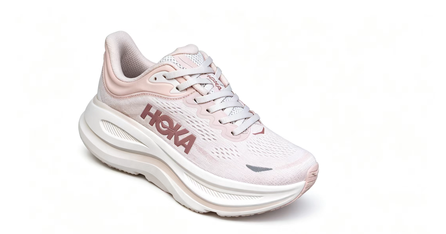 HOKA ONE ONE Bondi 9 – Cushioned Road Running Shoes in Soft Pink