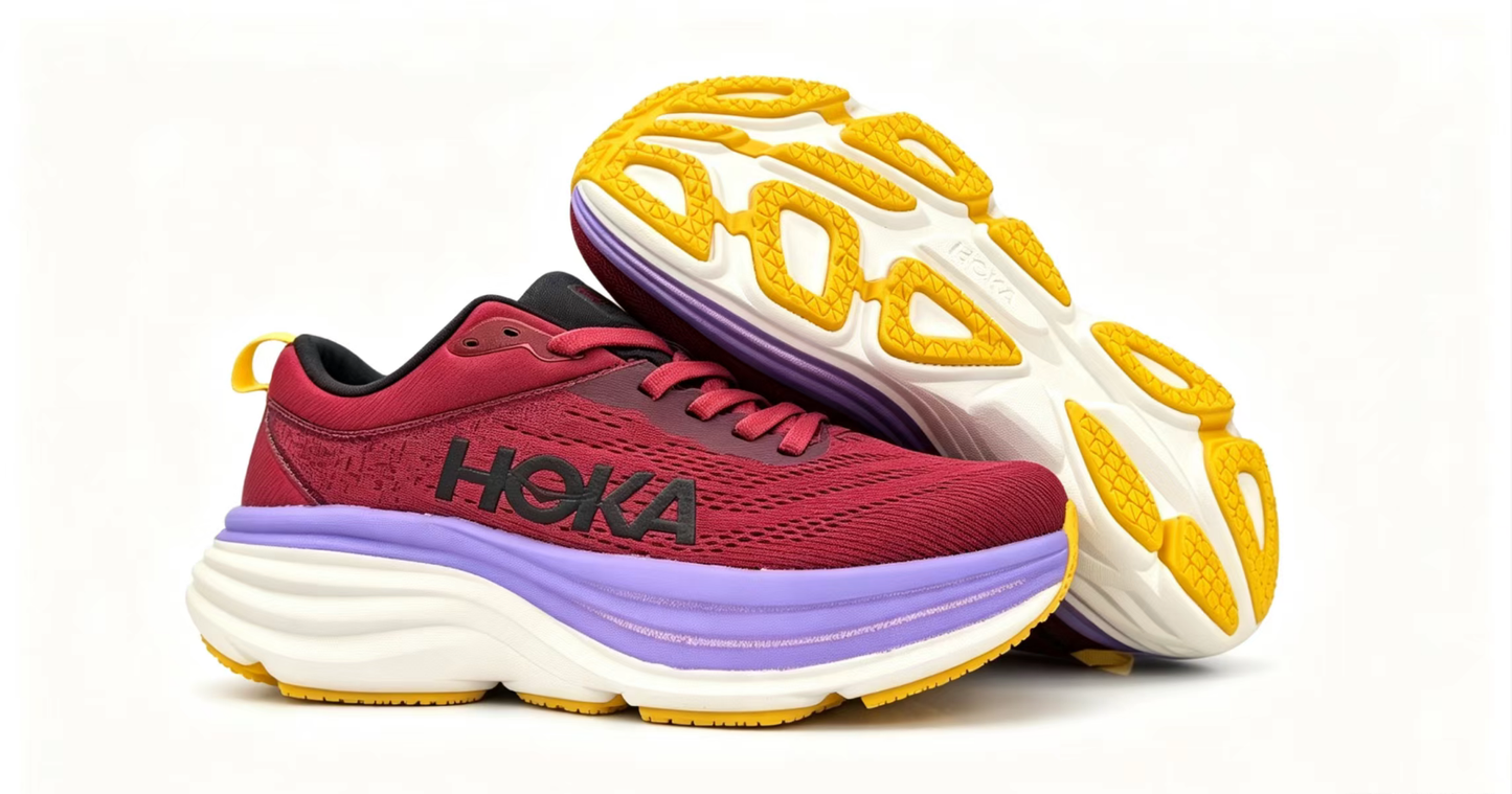 HOKA ONE ONE Bondi 8 “Crimson Violet” Cushioned Running Shoes