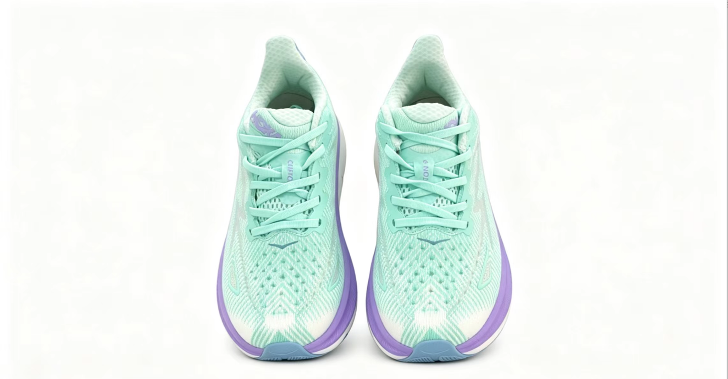 HOKA ONE ONE Clifton 9 – Mint Green/Purple | Lightweight Cushioned Running Shoes