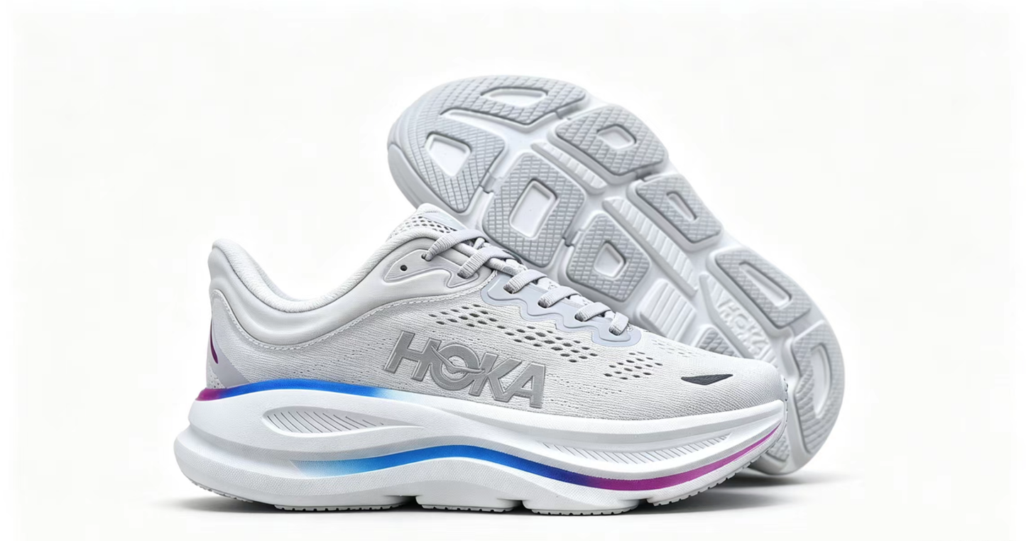 HOKA ONE ONE Bondi 9 White Blue Purple Running Shoes