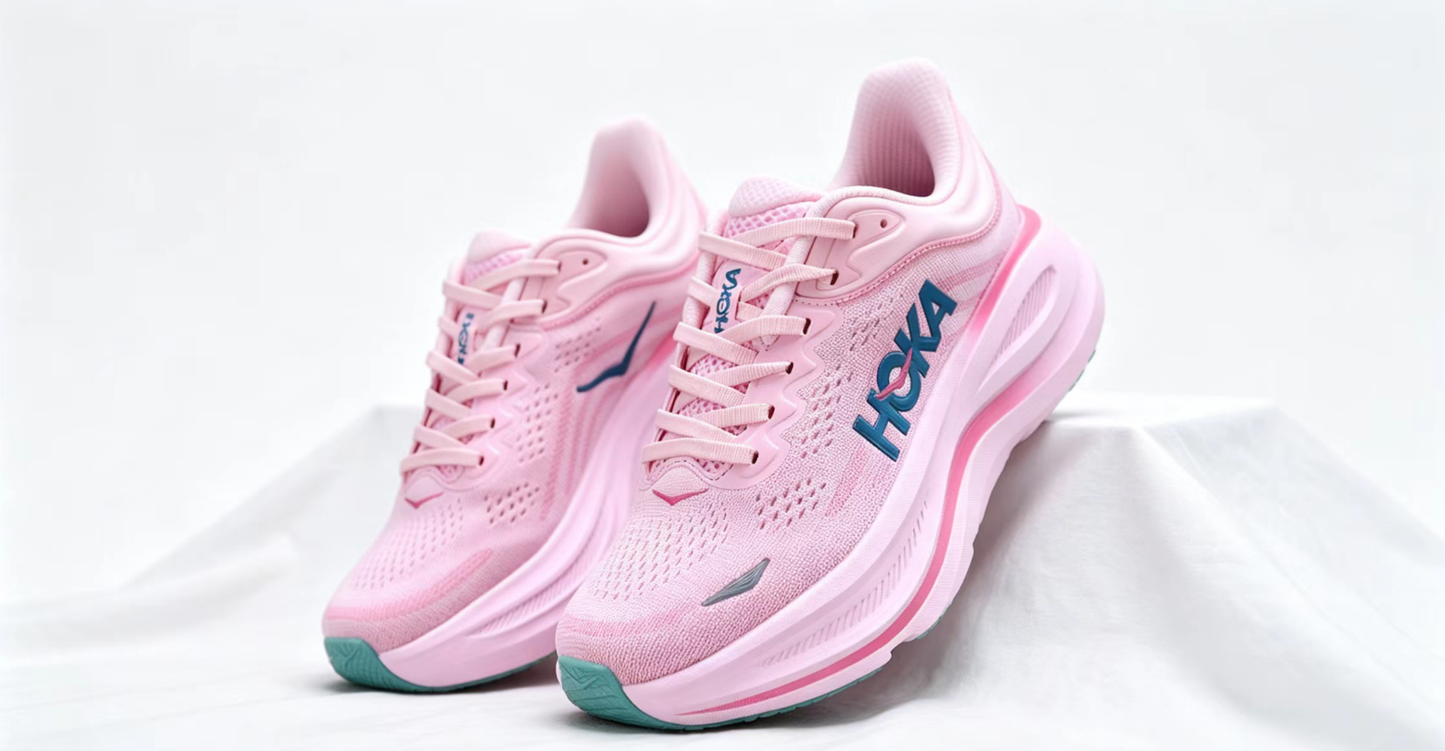 HOKA ONE ONE Bondi 9 – Cushioned Running Shoe in Pink & Blue