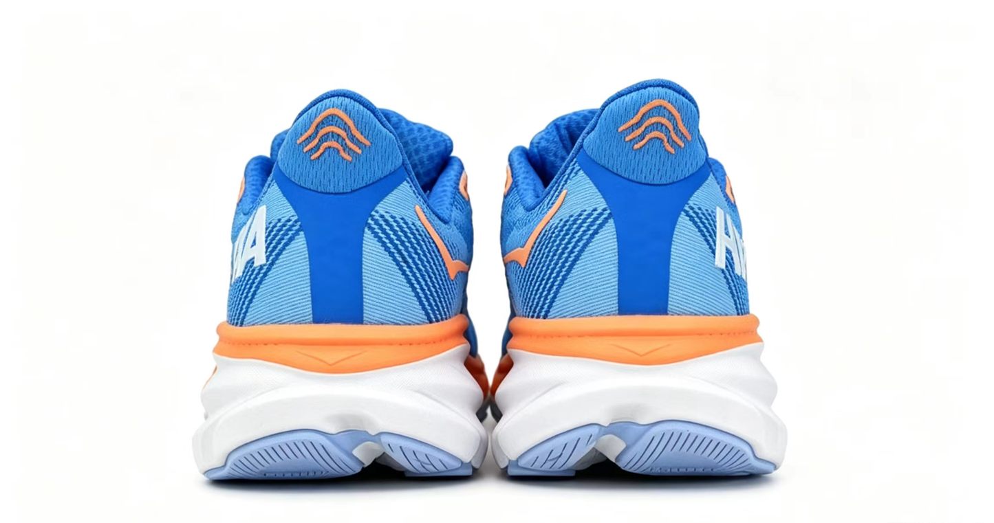 HOKA ONE ONE Clifton 9 – Blue/Orange | Lightweight Cushioned Running Shoes