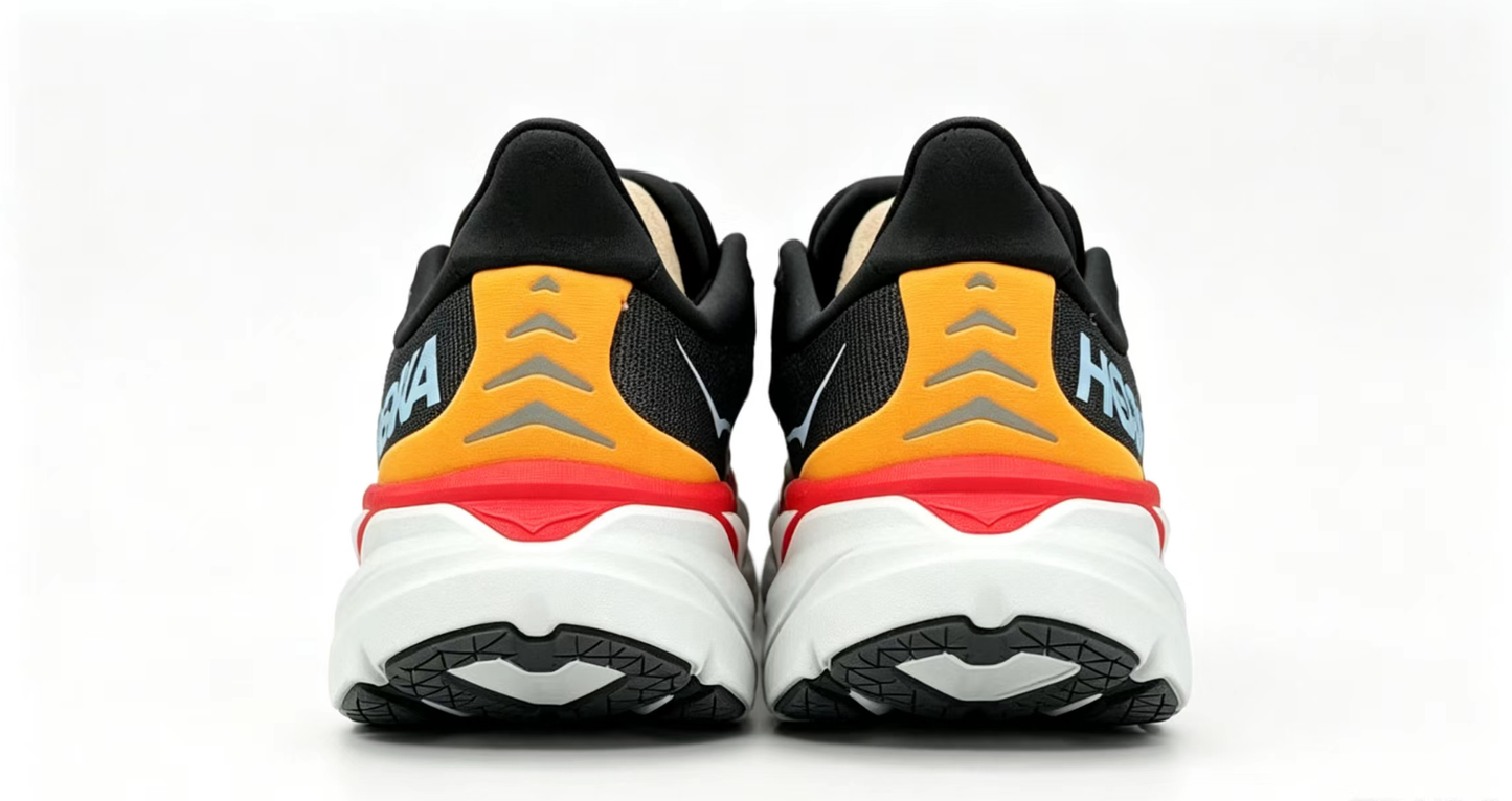 HOKA ONE ONE Clifton 8 – Grey/Red/Yellow Lightweight Running Shoes