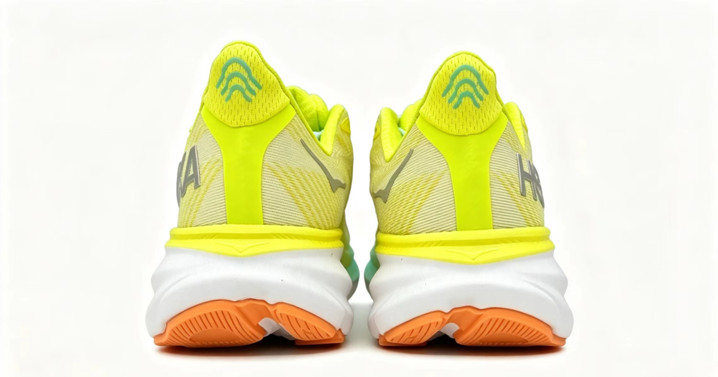 HOKA ONE ONE Clifton 9 – Yellow & Aqua Running Shoes