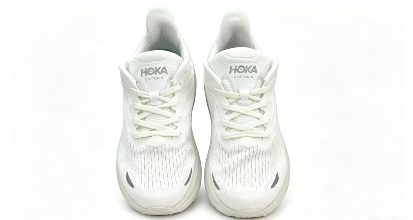 HOKA ONE ONE Clifton 8 – All White Running Shoes