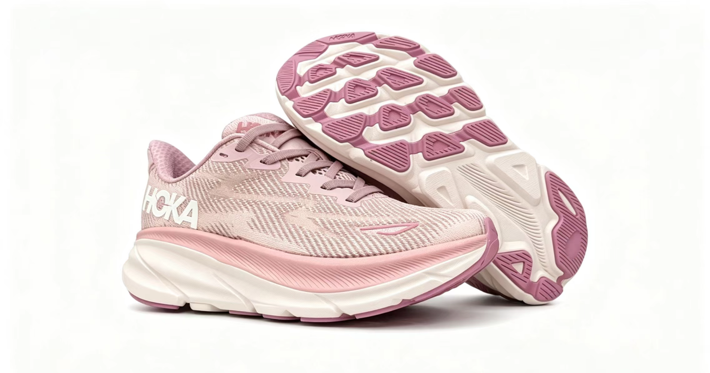 HOKA ONE ONE Clifton 9 – Light Pink & Soft Pink Running Shoes