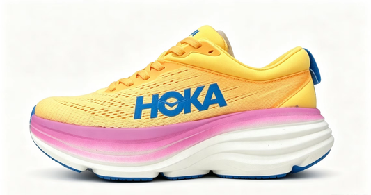 HOKA ONE ONE Bondi8 Running Shoes — Yellow-to-Pink Gradient