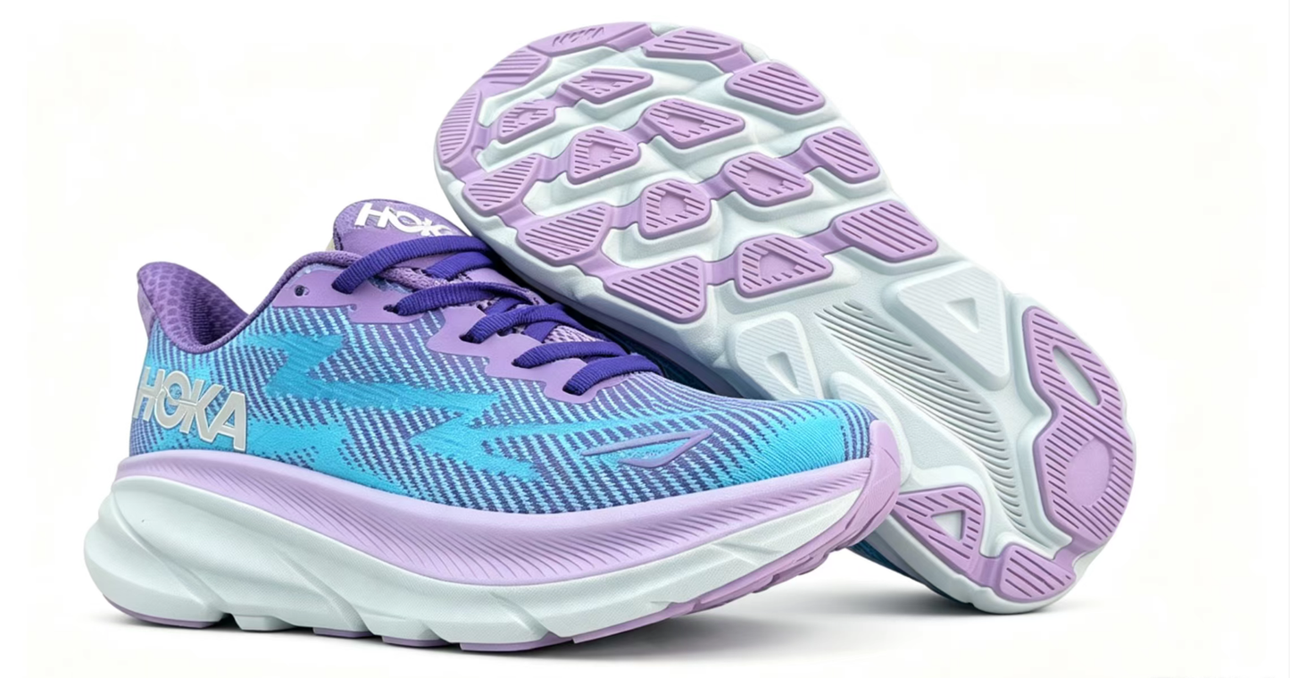 HOKA ONE ONE Clifton 9 – Blue & Purple Running Shoes