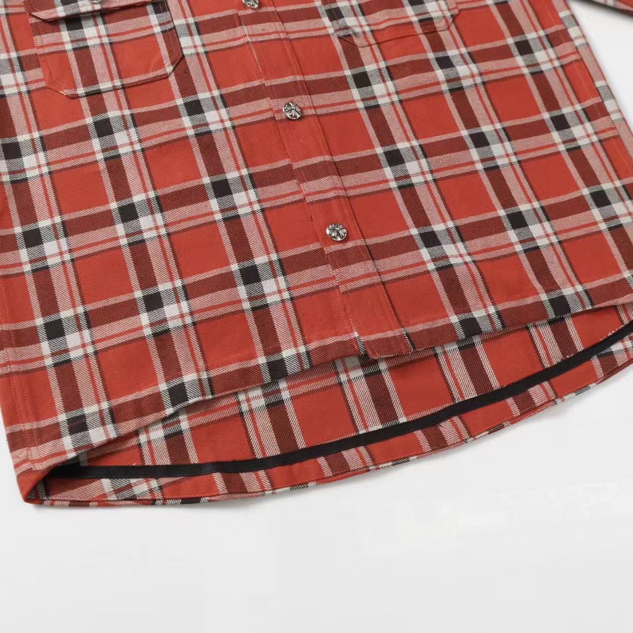 Chrome Hearts 2026 New Striped & Plaid Panel Cardigan-Style Shirt with Silver Hardware