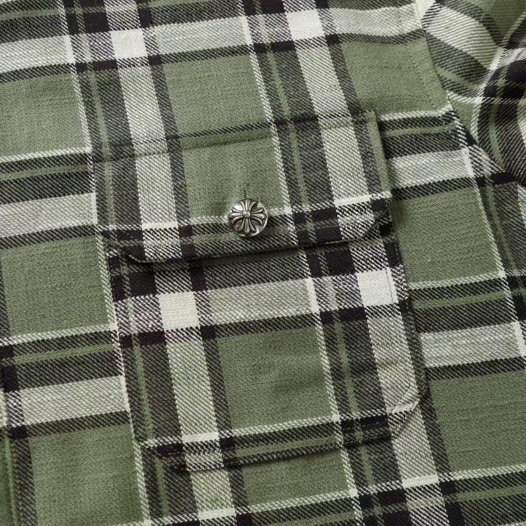Chrome Hearts 2026 New Striped & Plaid Panel Cardigan-Style Shirt with Silver Hardware