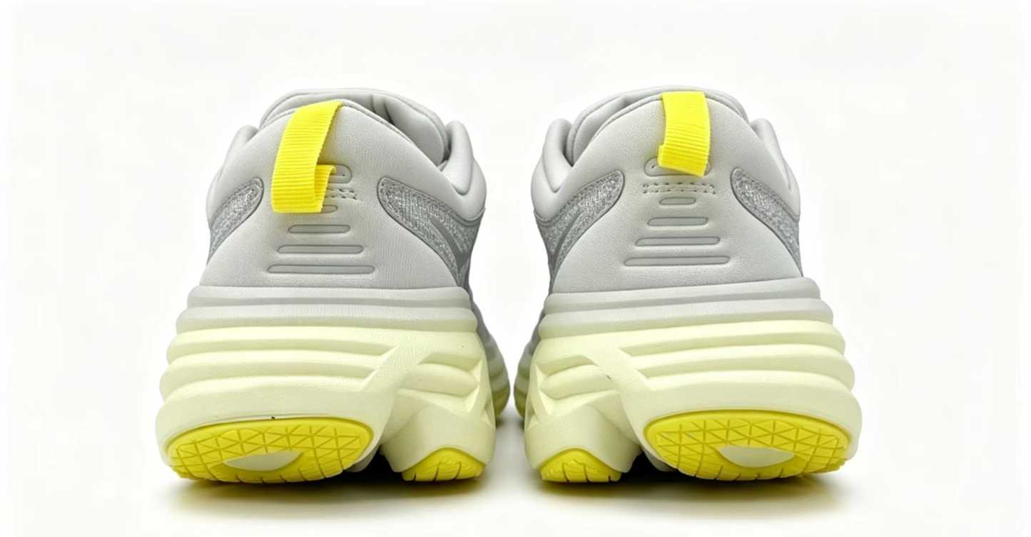 HOKA ONE ONE Bondi8 Running Shoes — Super Grey/Yellow Colorway