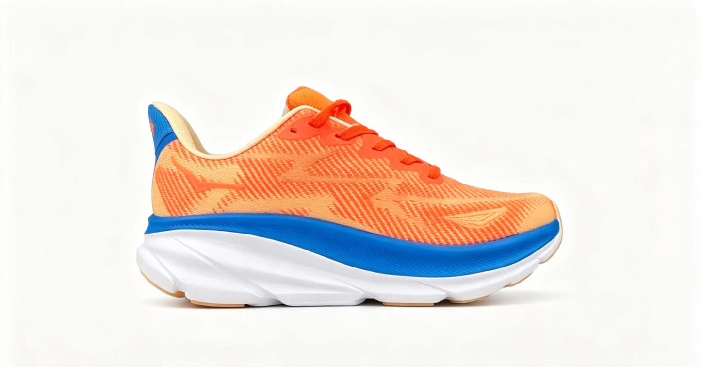 HOKA ONE ONE Clifton 9 – Orange/Blue | Lightweight Cushioned Running Shoes