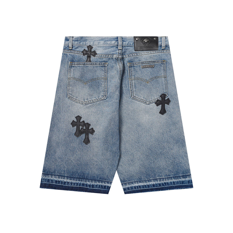 Chrome Hearts Distressed Denim Jeans | Stretch Tapered Fit