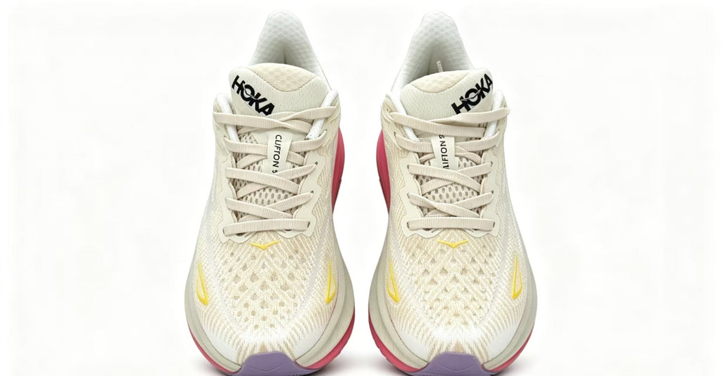 HOKA ONE ONE Clifton 9 White Yellow Pink Premium Running Shoes