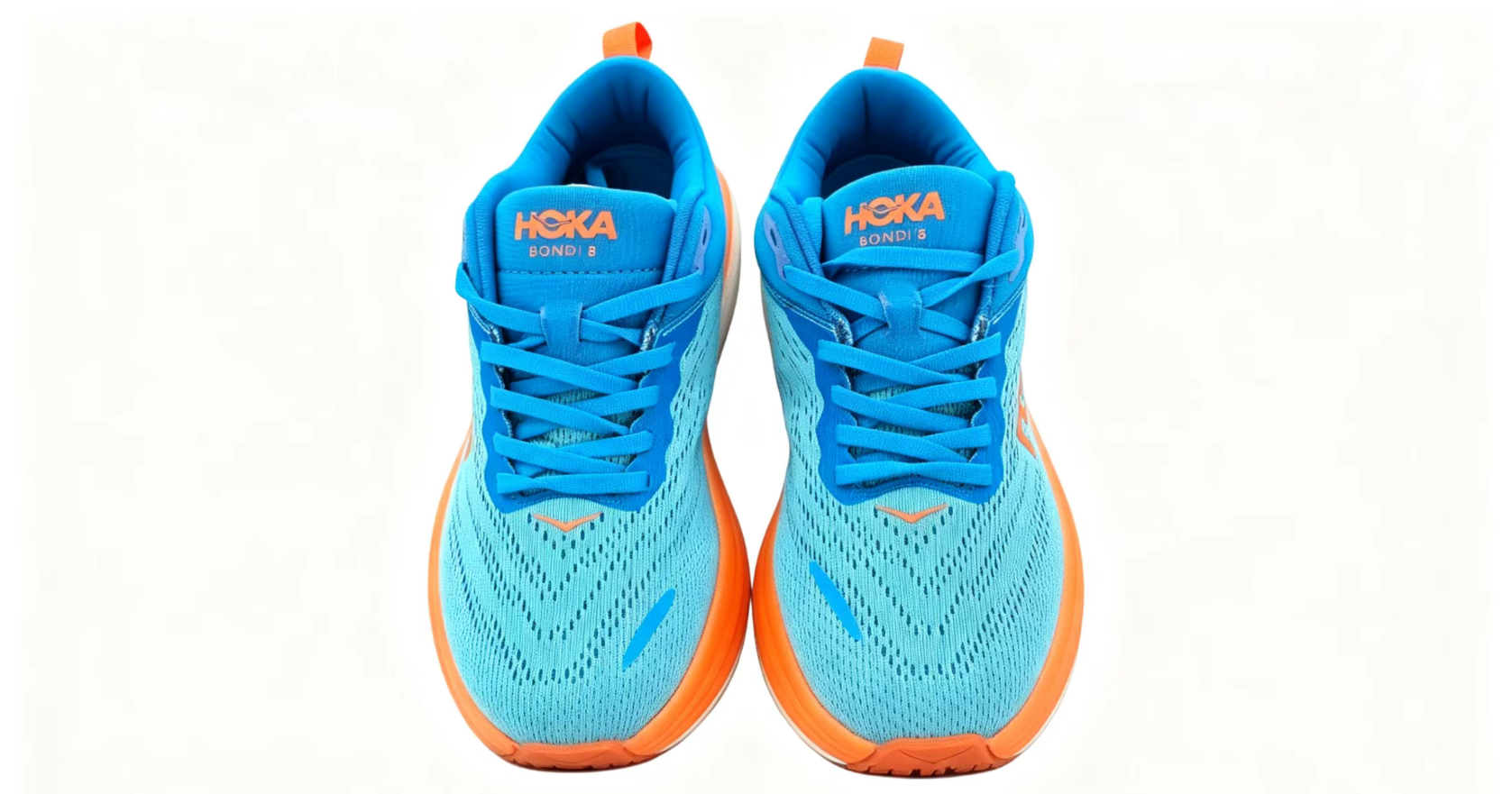 HOKA ONE ONE Bondi 8 Blue Orange Cushioned Running Shoes