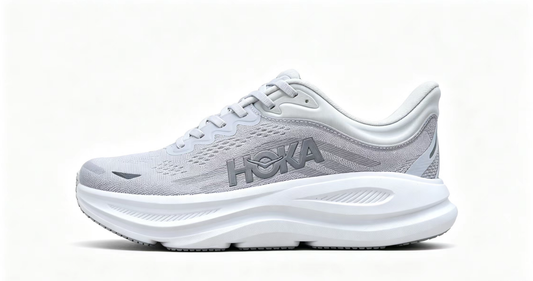 HOKA ONE ONE Bondi 9 – White Grey Cushioned Running Shoes