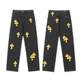 Chrome Hearts Distressed Denim Jeans | Stretch Tapered Fit