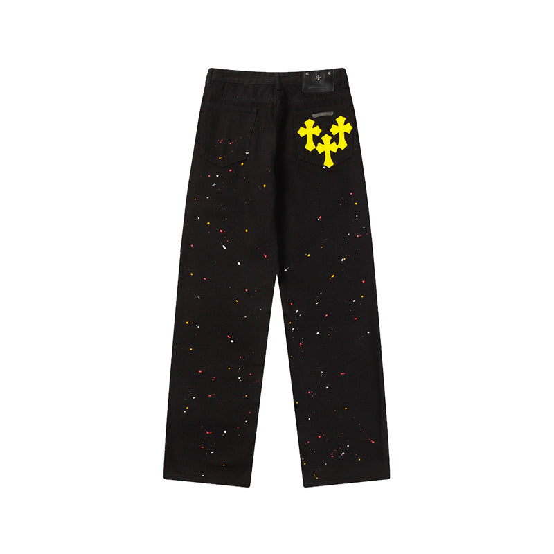Chrome Hearts Distressed Denim Jeans | Stretch Tapered Fit
