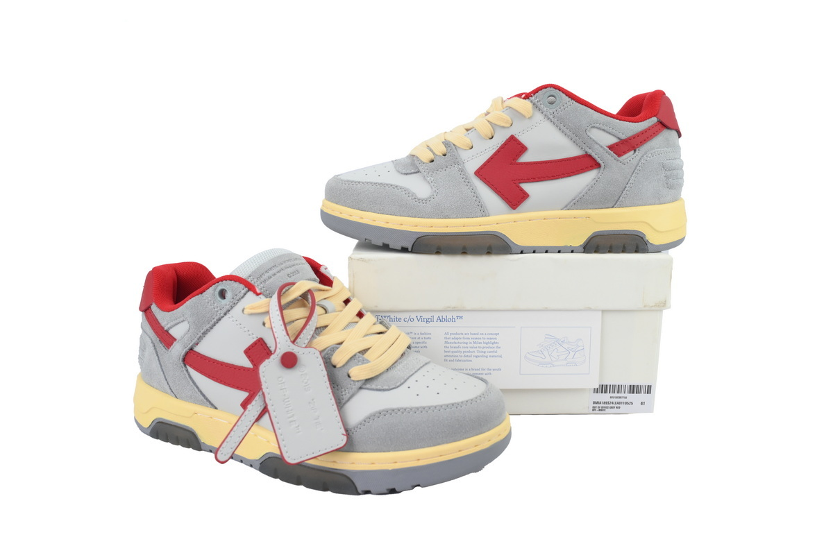 OFF-WHITE Out of Office Low 'Light Grey Red'