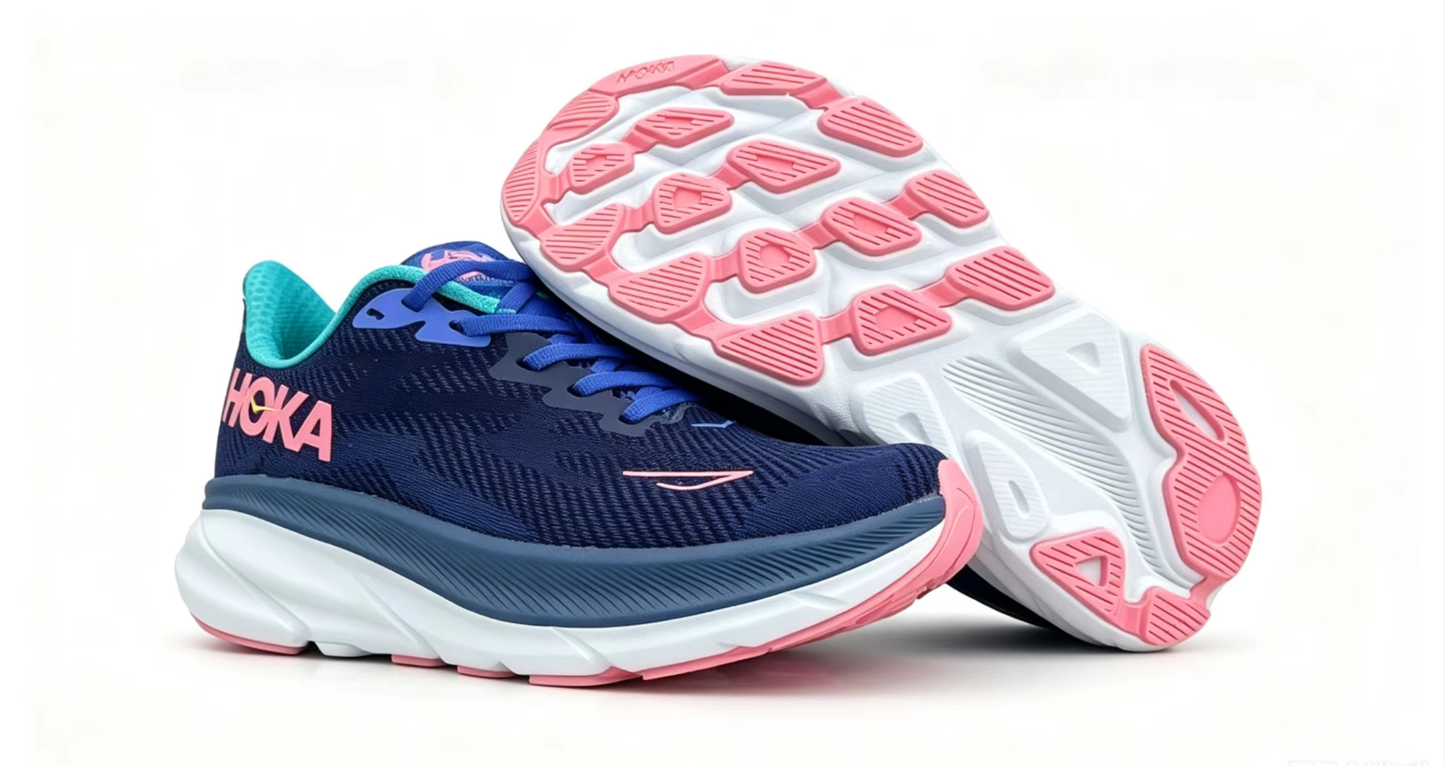 HOKA ONE ONE Clifton 9 – Navy/Pink/Mint | Lightweight Cushioned Running Shoes