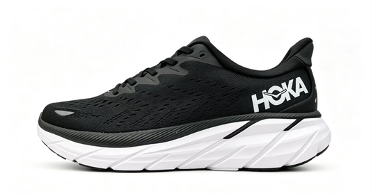 HOKA ONE ONE Clifton 8 – Black & White Running Shoes