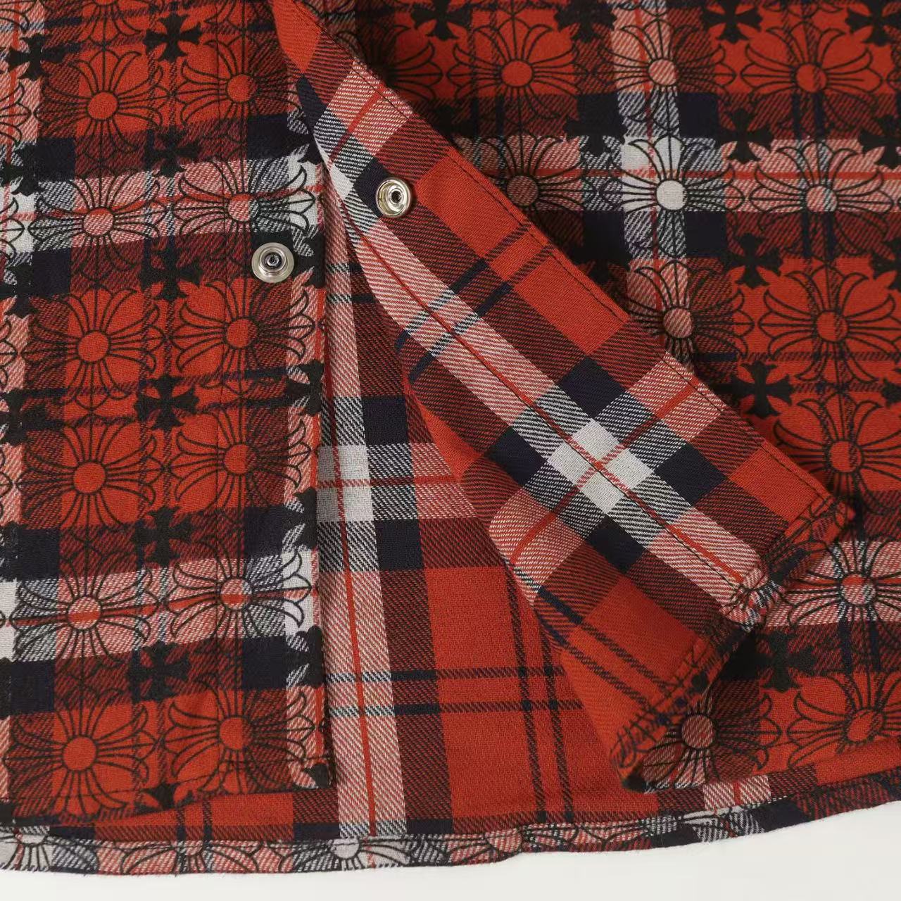 Chrome Hearts 2026 New Striped & Plaid Panel Cardigan-Style Shirt with Silver Hardware