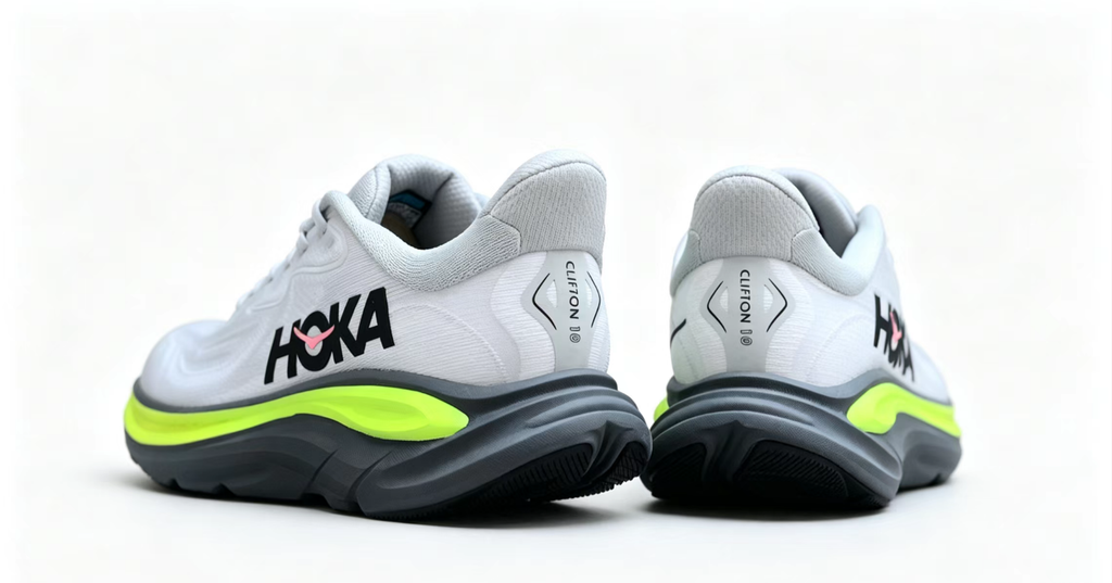 HOKA ONE ONE Clifton 10 – White & Neon Yellow Lightweight Running Sneaker