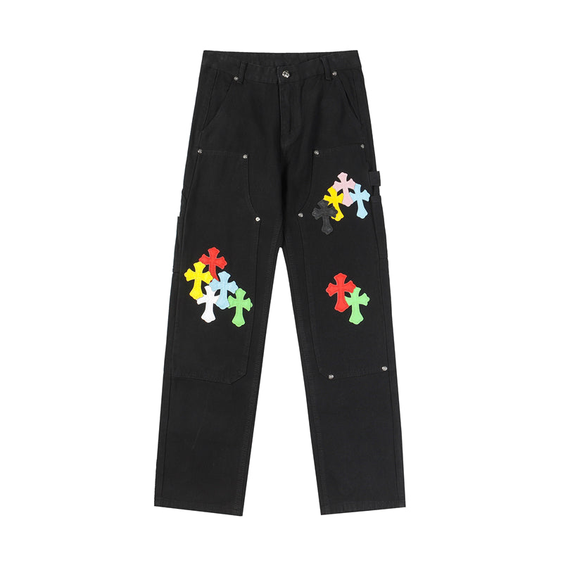 Chrome Hearts Distressed Denim Jeans | Stretch Tapered Fit