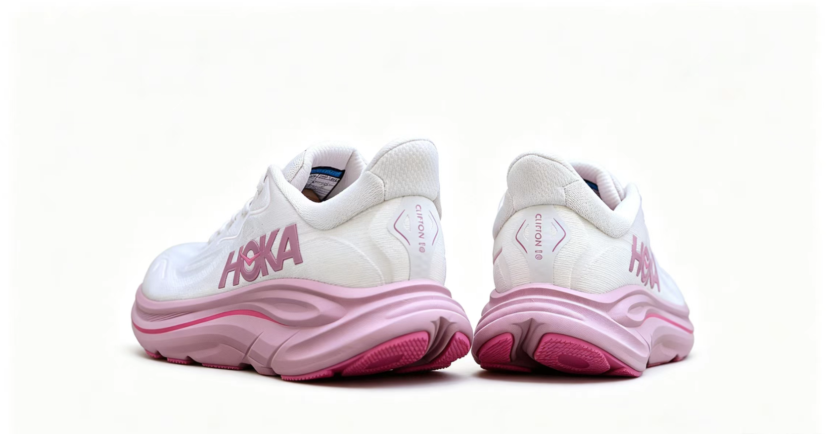 HOKA ONE ONE Clifton 10 – Lightweight White & Pink Runner