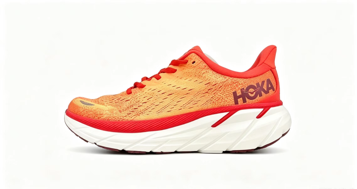HOKA ONE ONE Clifton 8 – Orange/Red Gradient Running Shoes