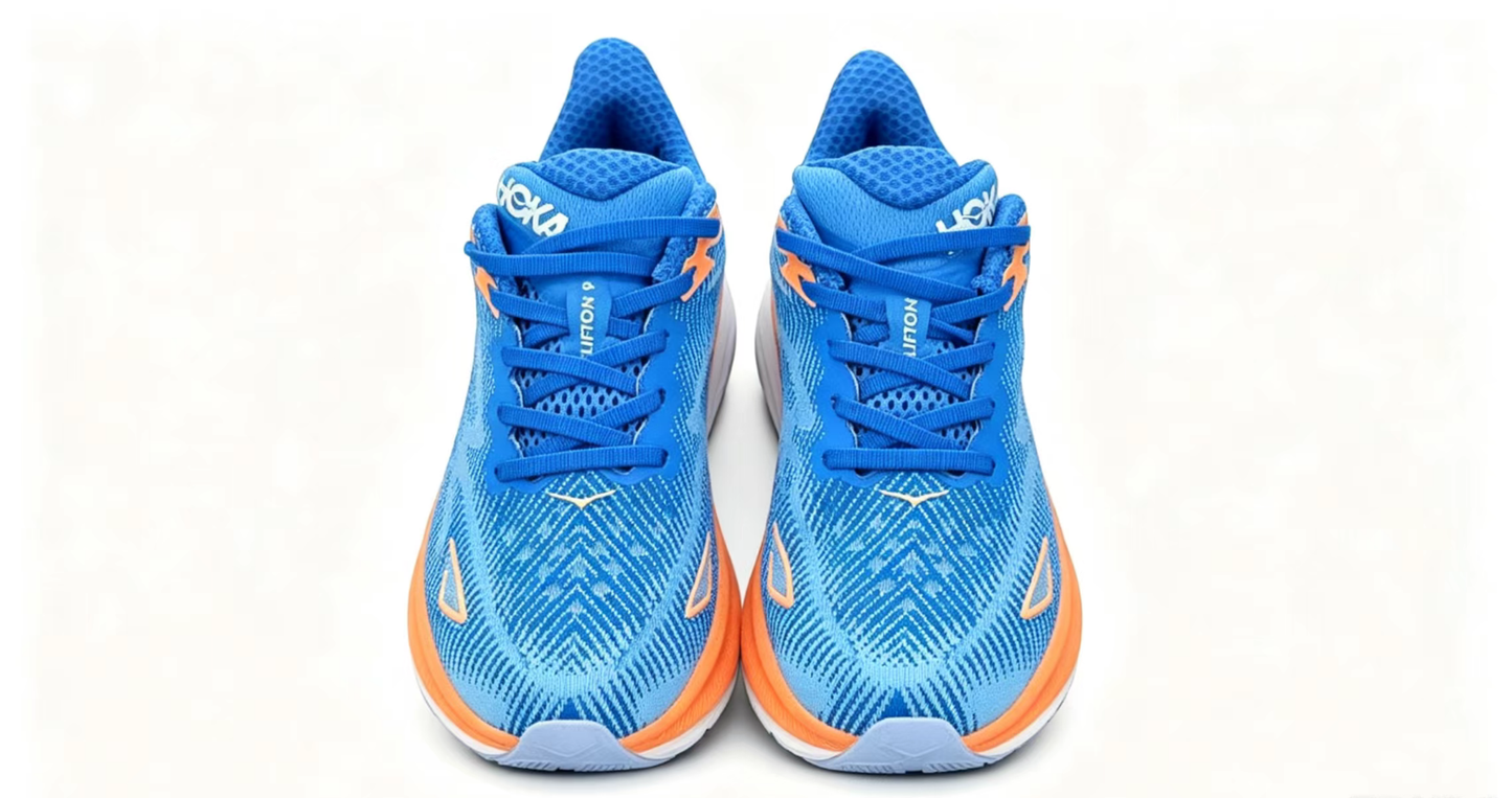 HOKA ONE ONE Clifton 9 – Blue/Orange | Lightweight Cushioned Running Shoes