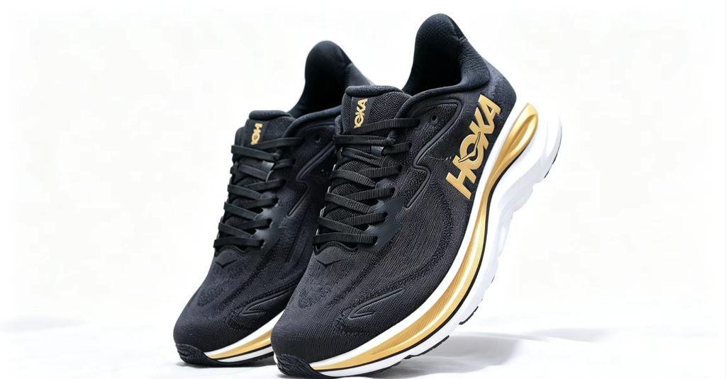 HOKA ONE ONE Clifton 10 – Black/Gold Premium Running Shoes
