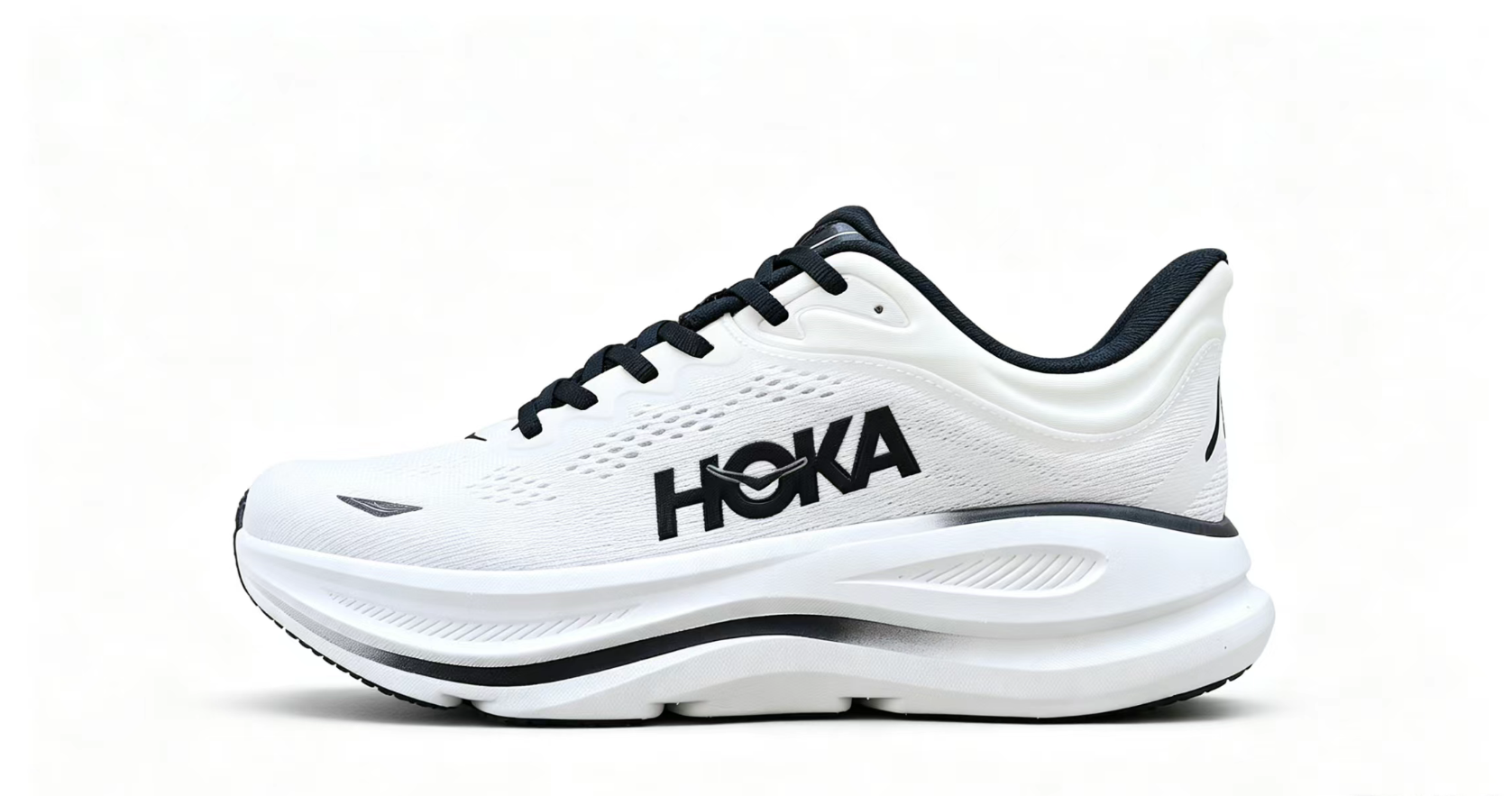HOKA ONE ONE Bondi 9 – White / Black / Premium Cushioned Running Shoes