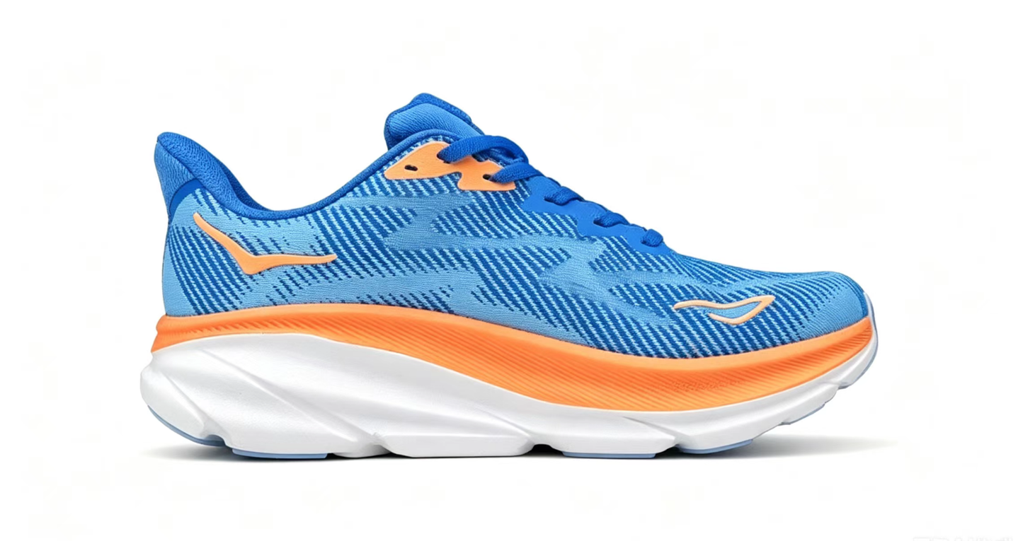 HOKA ONE ONE Clifton 9 – Blue/Orange | Lightweight Cushioned Running Shoes