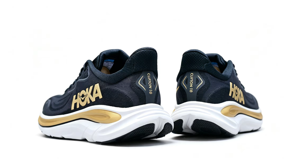 HOKA ONE ONE Clifton 10 – Black/Gold Premium Running Shoes
