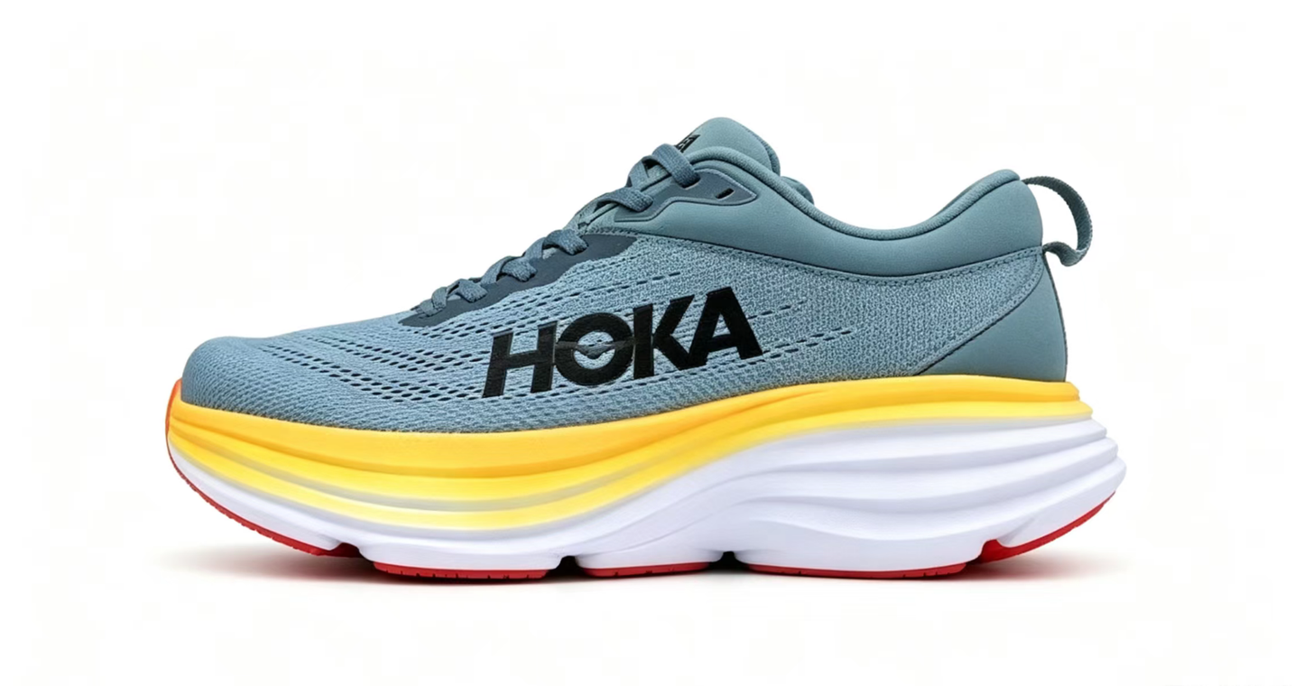 HOKA ONE ONE Bondi 8 “Sky Blue / Solar Yellow” Cushioned Running Shoes