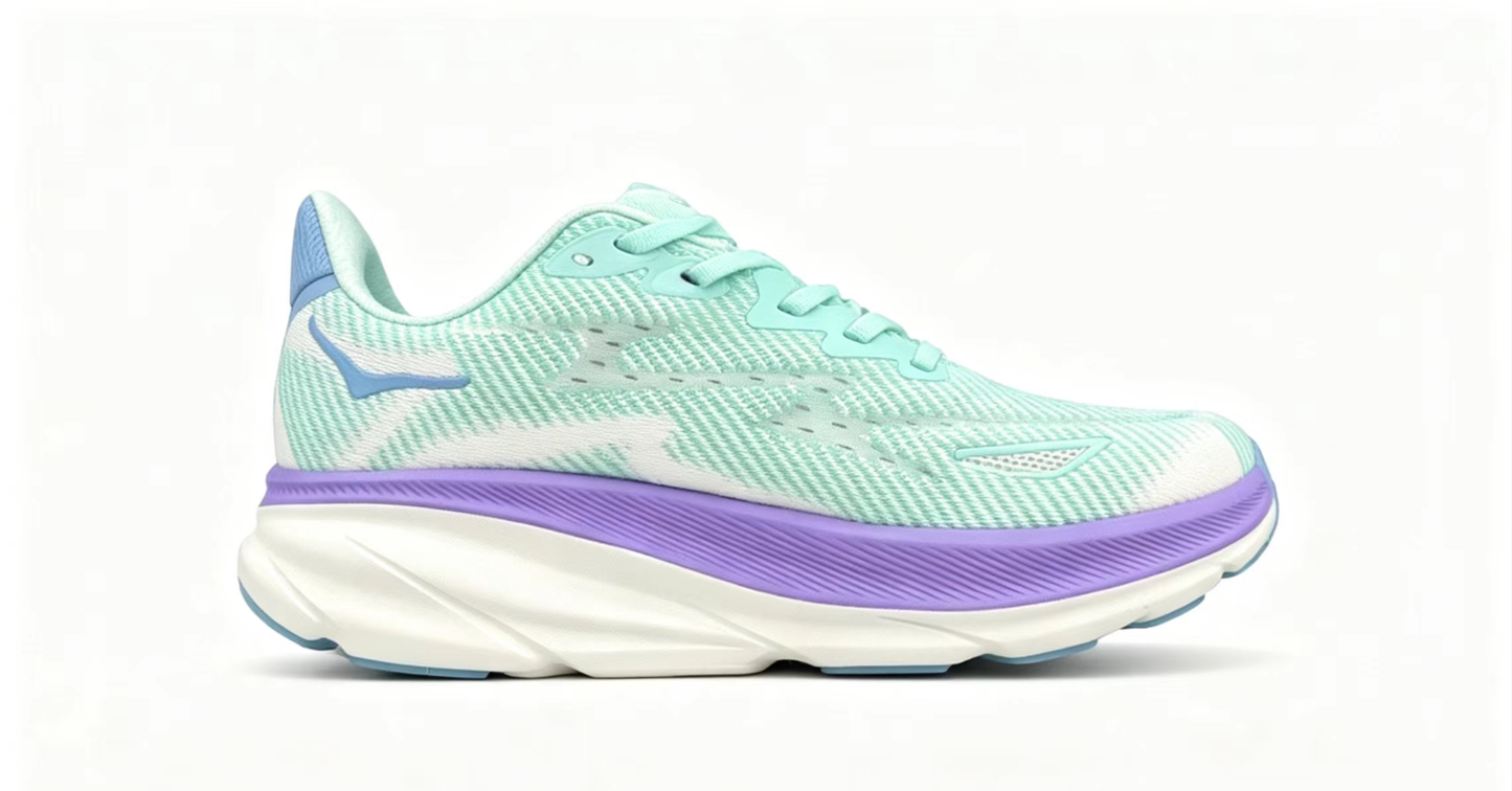 HOKA ONE ONE Clifton 9 – Mint Green/Purple | Lightweight Cushioned Running Shoes