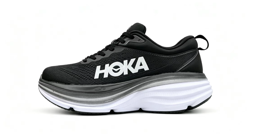 HOKA ONE ONE Bondi 8 Black White Max Cushion Running Shoes