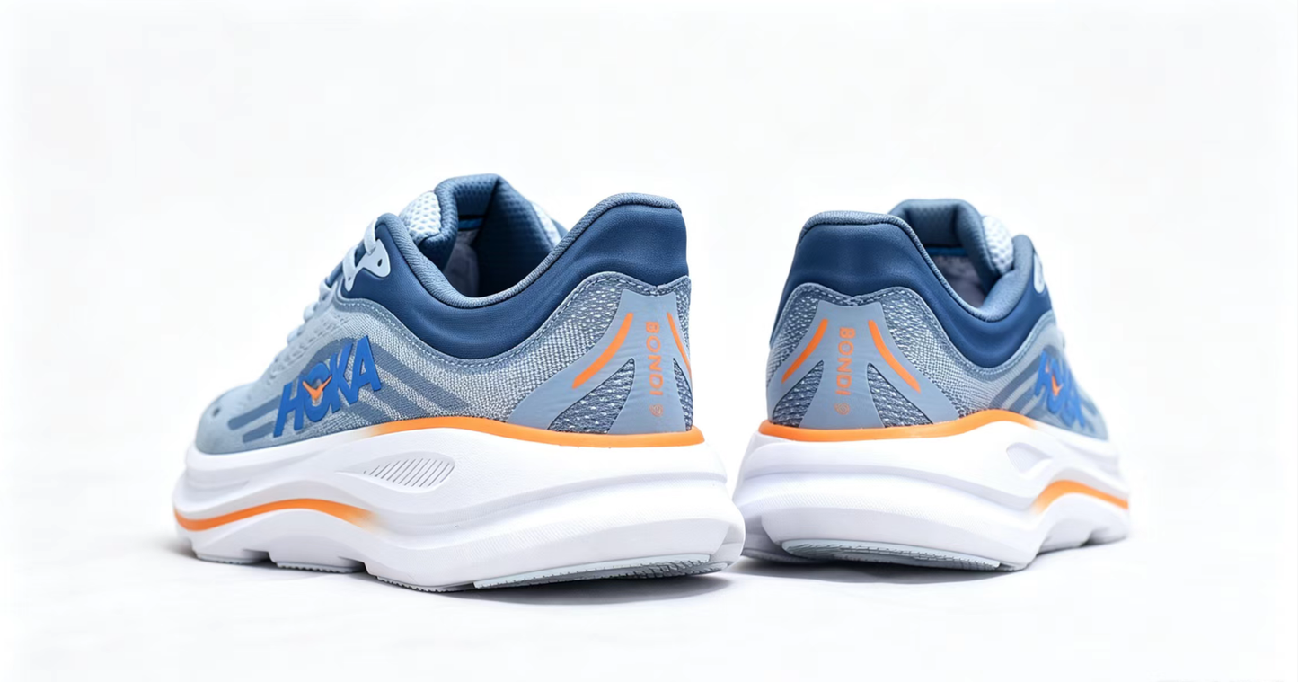 HOKA ONE ONE Bondi 9 – Blue Orange Cushioned Running Shoes