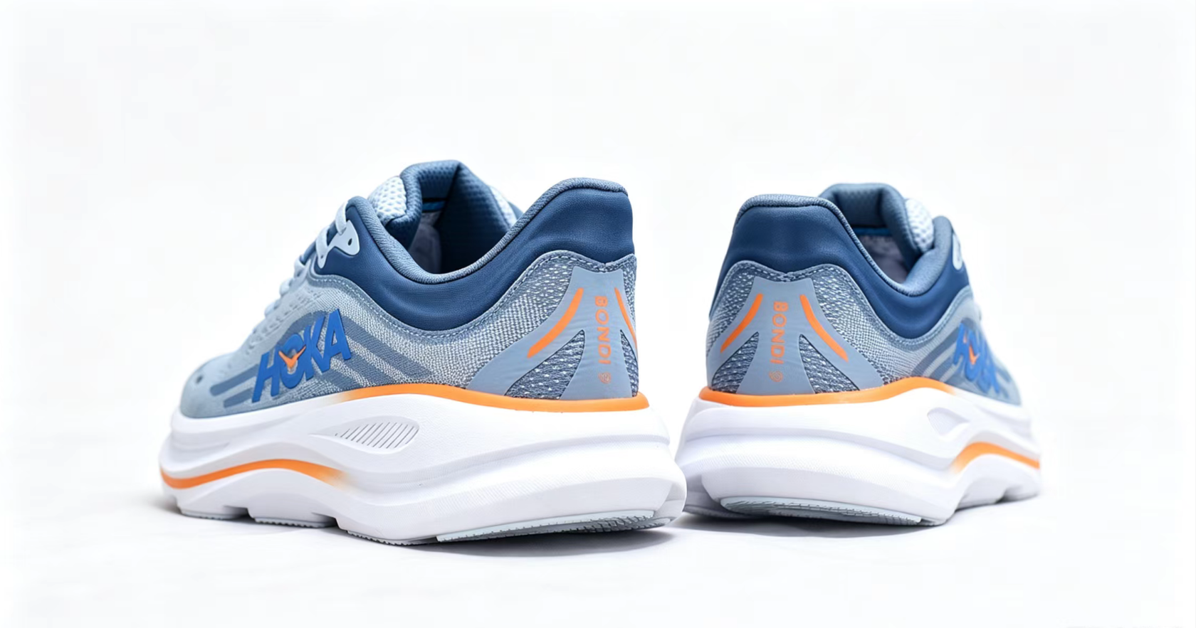 HOKA ONE ONE Bondi 9 – Blue Orange Cushioned Running Shoes