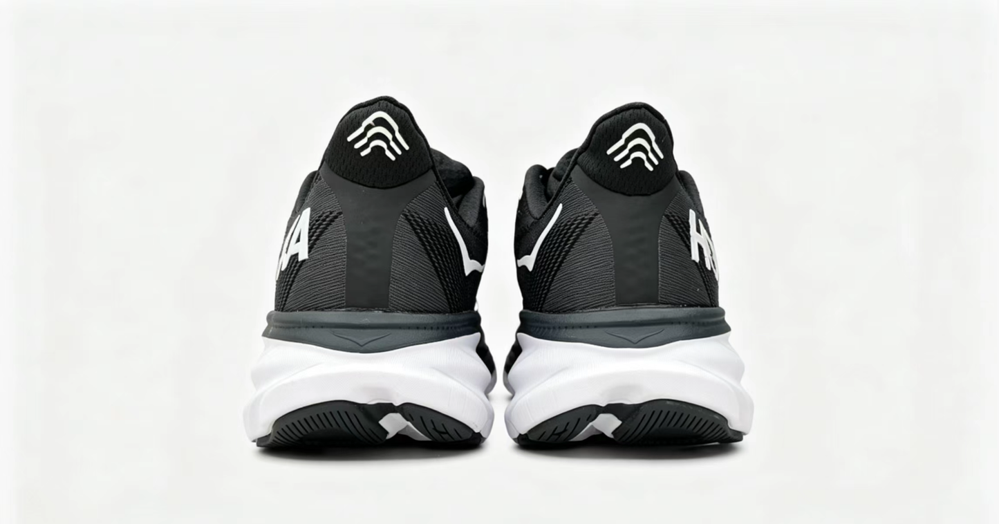 HOKA ONE ONE Clifton 9 – Black/White | Lightweight Cushioned Running Shoes