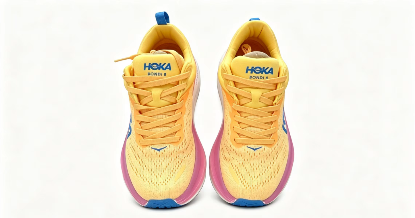 HOKA ONE ONE Bondi8 Running Shoes — Yellow-to-Pink Gradient