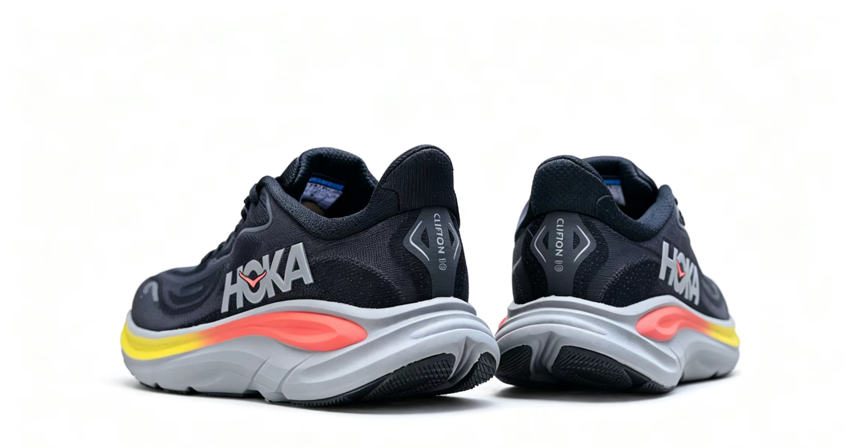 HOKA ONE ONE Clifton 10 – Black with Gradient Accent Running Shoes