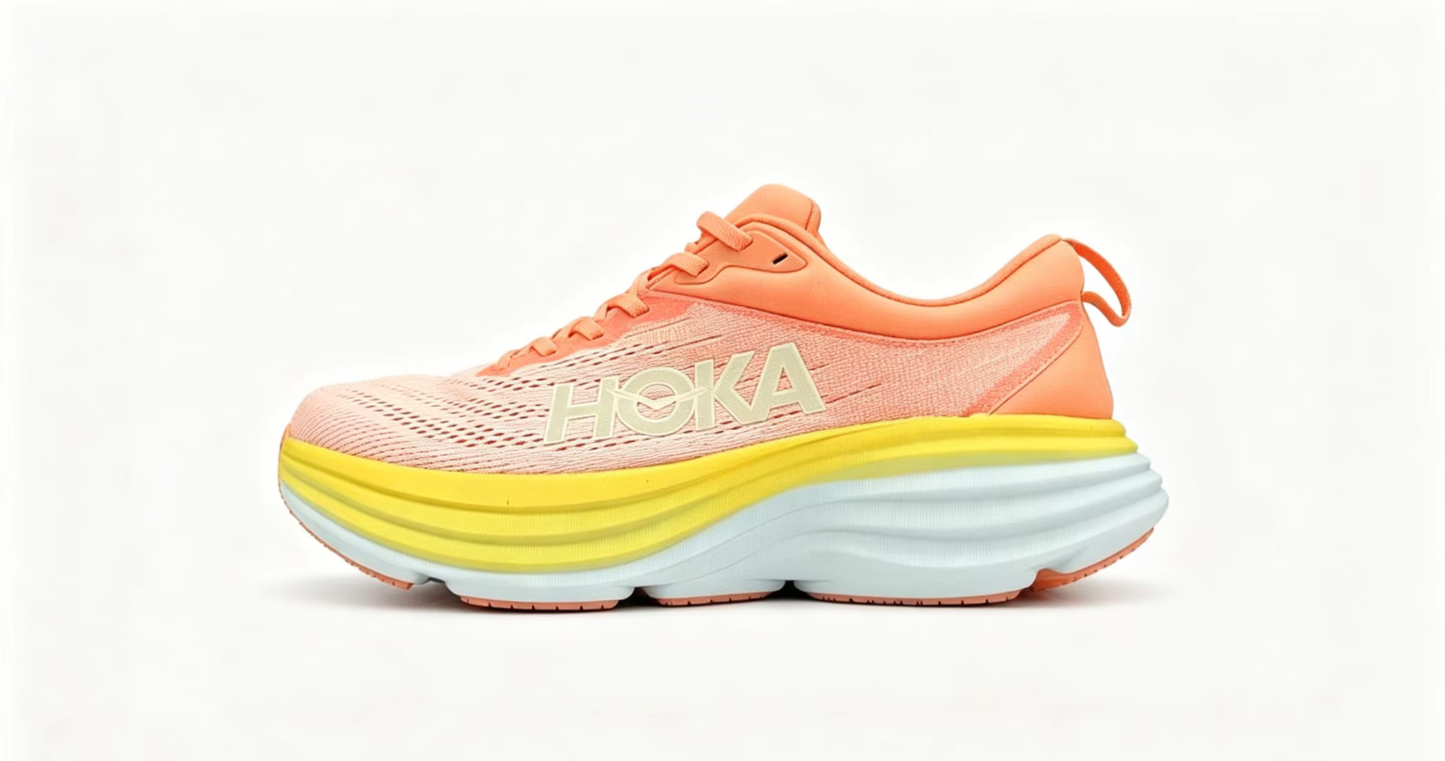 HOKA ONE ONE Bondi 8 “Sunset Peach / Lemon Glow” Cushioned Running Shoes
