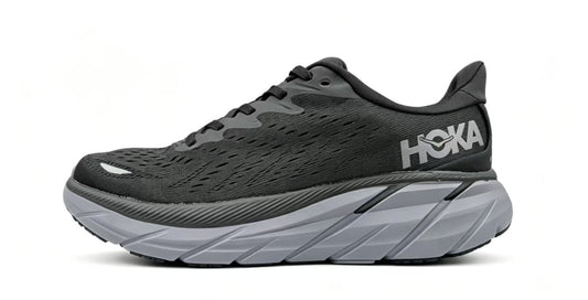HOKA ONE ONE Clifton 8 – Black & Grey Running Shoes