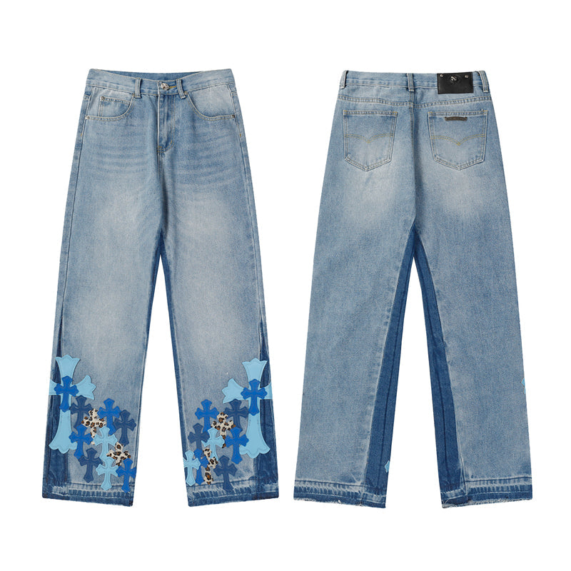 Chrome Hearts Distressed Denim Jeans | Stretch Tapered Fit