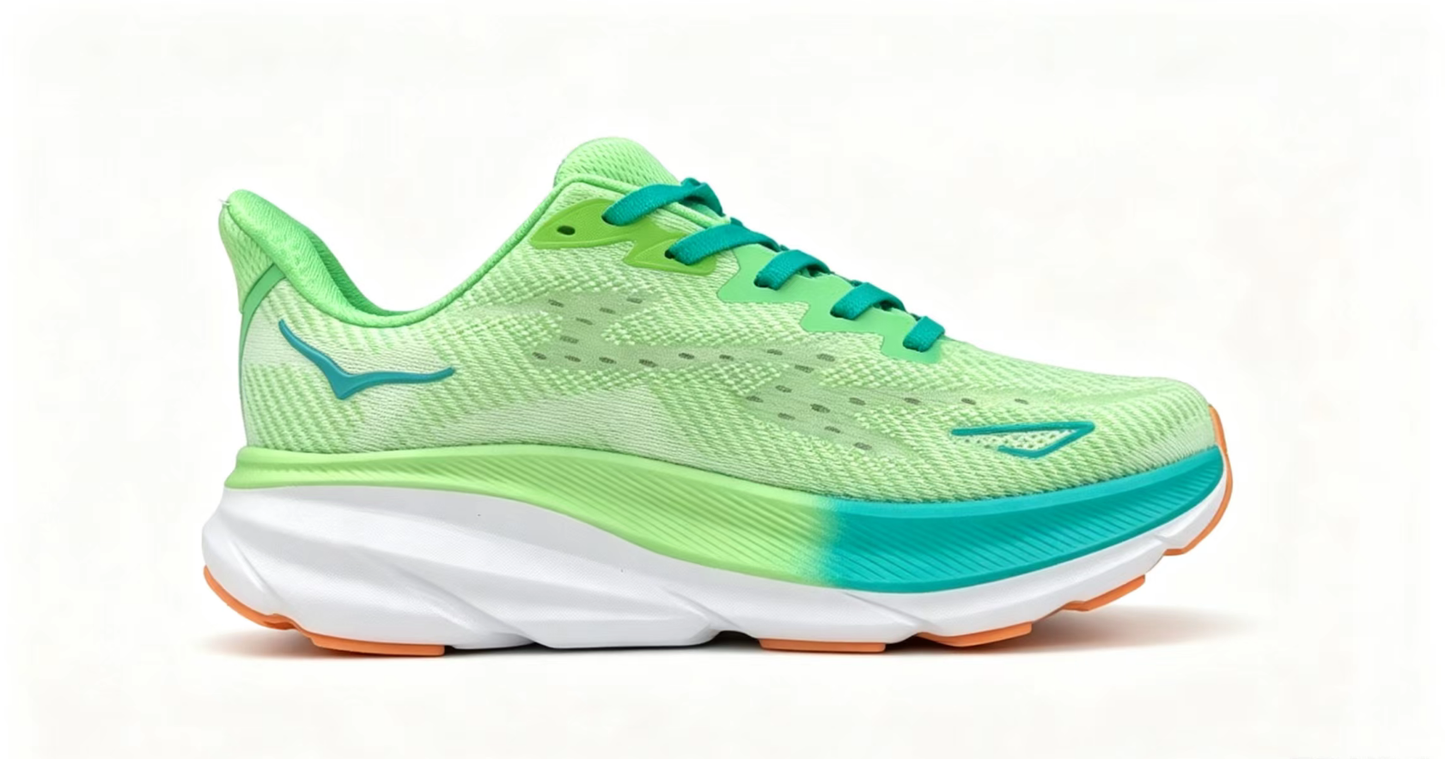 HOKA ONE ONE Clifton 9 – Green & Aqua Running Shoes