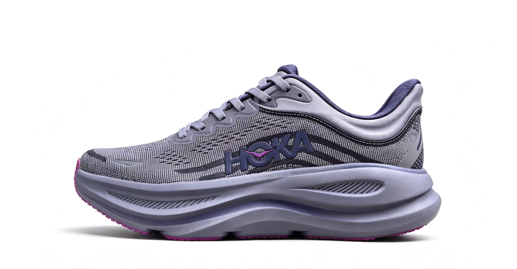 HOKA ONE ONE Bondi 9 – Grey Purple Cushioned Running Shoes