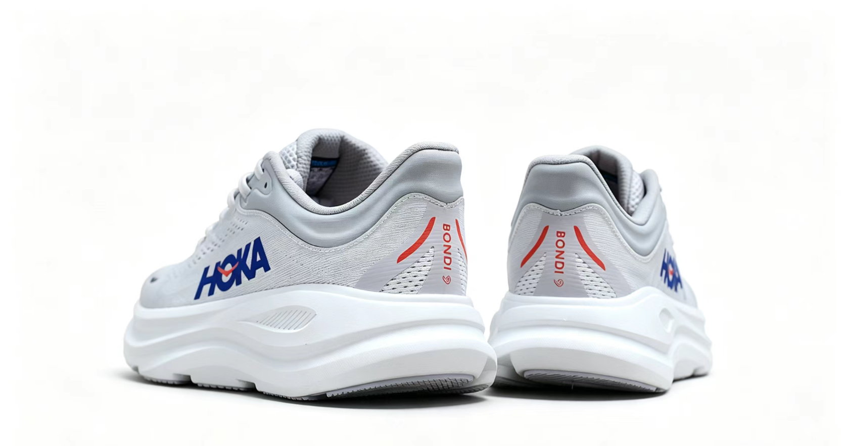 HOKA ONE ONE Bondi 9 – White Blue Cushioned Running Shoes